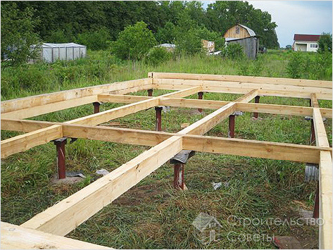 Деревянная обвязка винтового фундамента