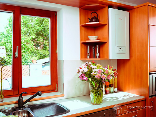 Газовый котел в дизайне кухни