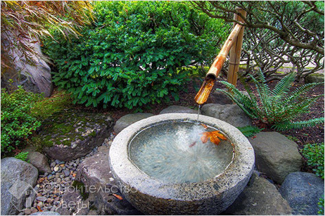 Идея оформления садового фонтана