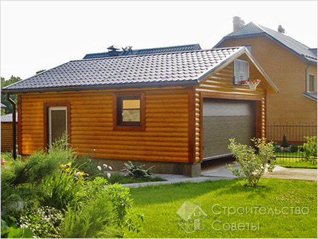 Каркасный гараж с отделкой из клееного бруса