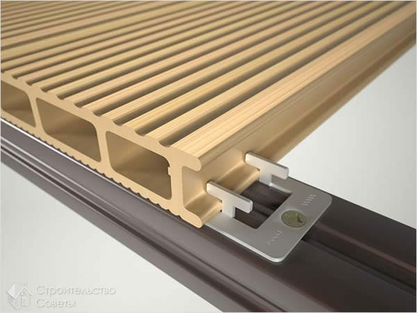 Крепление террасной доски клипсами