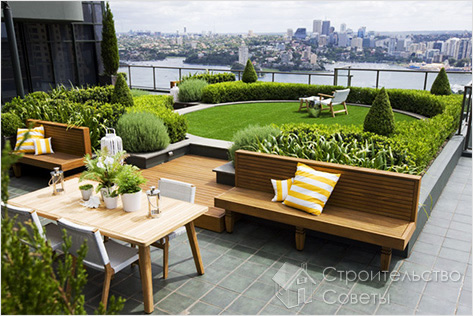 Место отдыха на плоской крыше