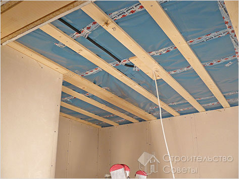 Монтаж каркаса на потолок