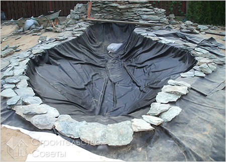 Обустройство пруда при помощи пленки