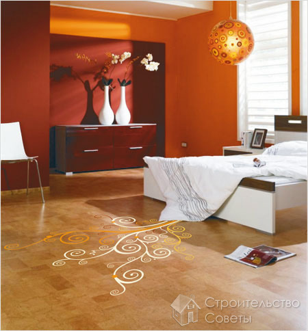 Пробковый пол с художественными дополнениями