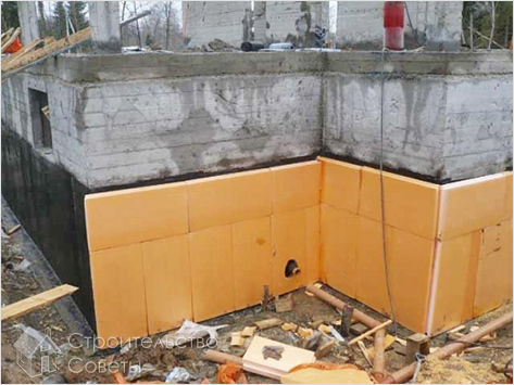 Работа по утеплению фундамента