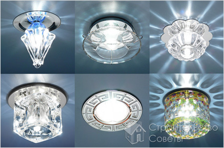 Разнообразие точечных светильников для потолка