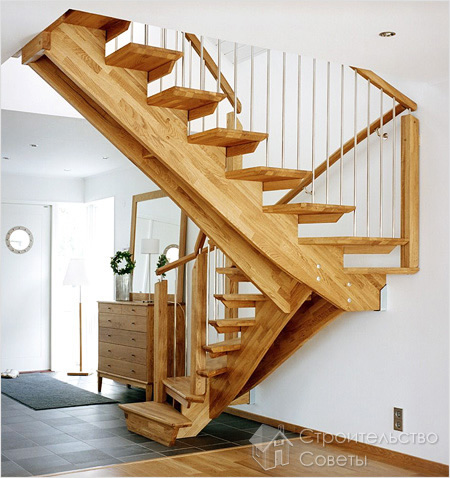 Сложная и необычная лестница на косоурах