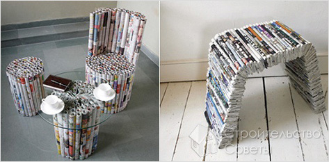 Столик из старых газет