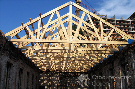 Установка стропильной системы двухскатной крыши