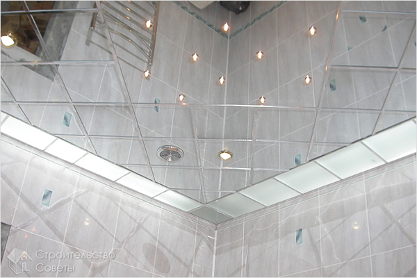 Зеркальный потолок в ванной