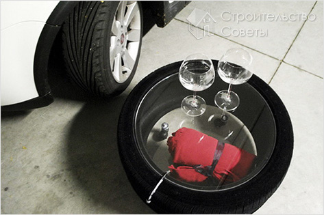 Журнальный столик из покрышек