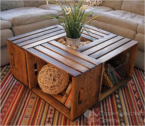 Журнальный столик из ящиков